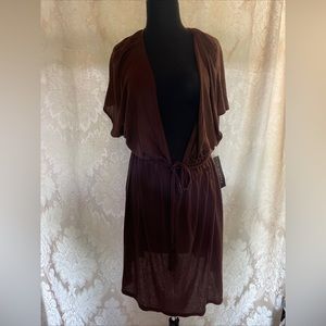 La Blanca Brown Swim Cover Dress Deep V-neck Size2X Pullover Jersey
